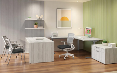 Modern PL Laminate Sit Stand Desks from Performance Furnishings