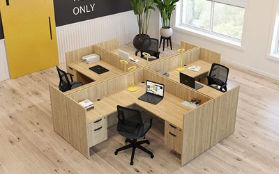 Modern office layout with Performance Furnishings PL Laminate Workstation