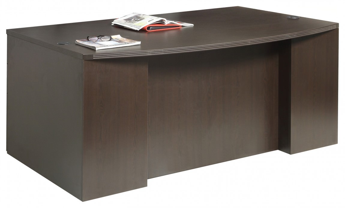 Double Pedestal Bow Front Desk with Stepped Modesty Panel