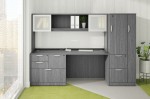 Modern Office Credenza Desk with Hutch and Storage Cabinet