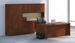 Bow Front Desk and Credenza with Storage