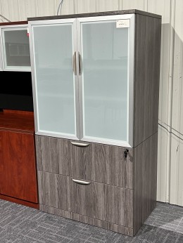 Tall Combination Storage Unit with Glass Doors