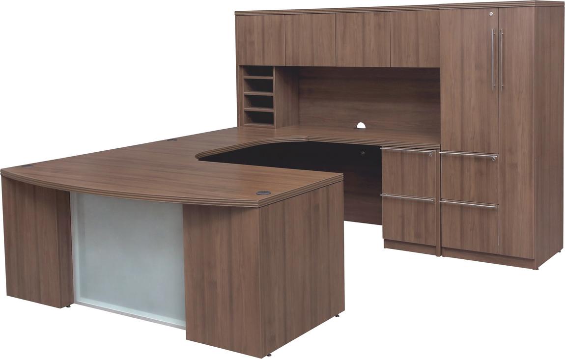 Modern Walnut Executive Desk with Glass Accent Madison Liquidators