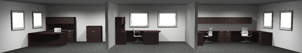 Dark Walnut CAD Executive Desk Suite