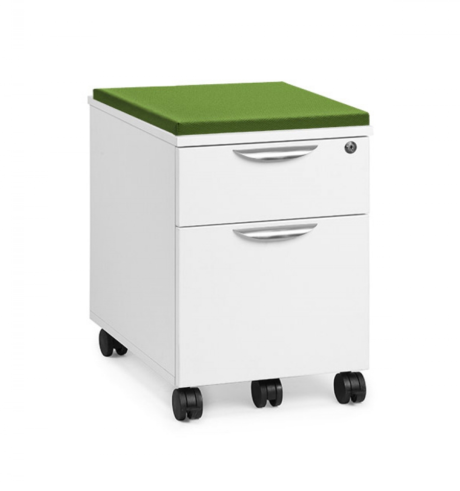 Mobile Pedestal Drawer Lime Green Padded Seat
