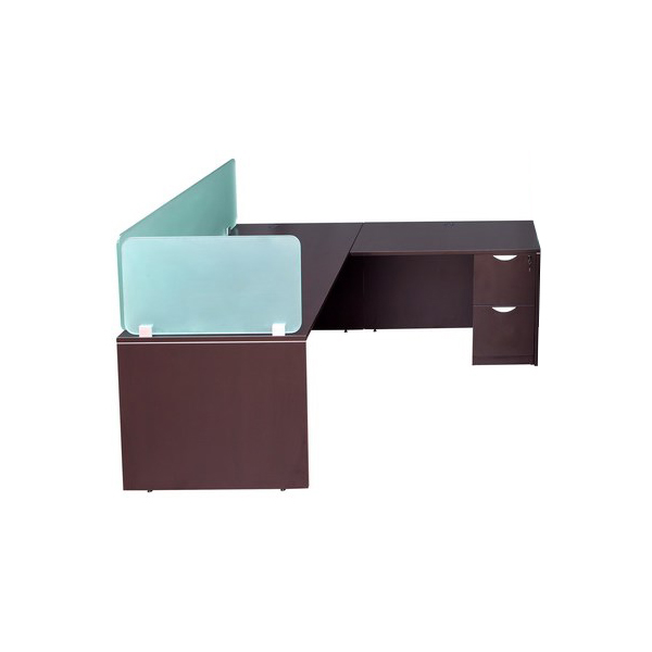 Office Desk With Frosted Glass Dividers