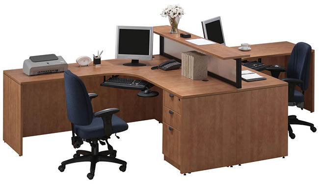 Honey T-Shape Desk with Counter