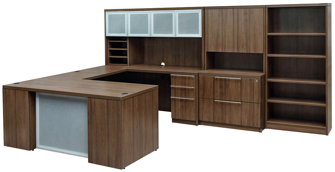 5 High End Executive Desk Sets That, Executive U Shaped Desk With Hutch And Storage Cabinet