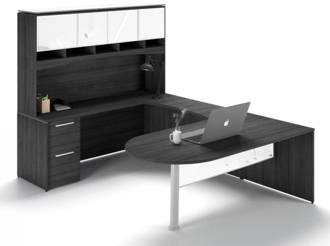 U Shaped Peninsula Desk With Hutch