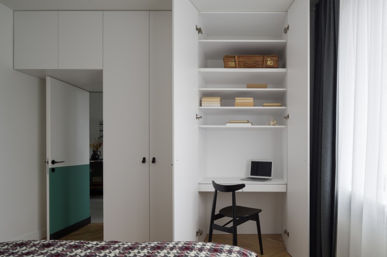 Small desk in a bedroom closet