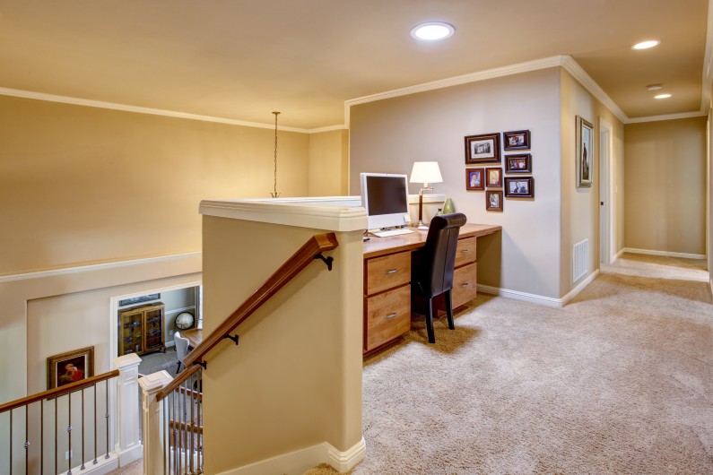 Narrow desk in a hallway