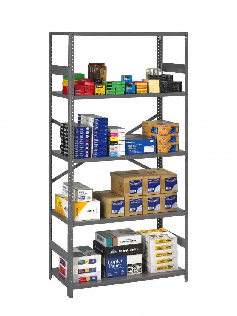 Tennsco Metal Shelf in a warehouse setting