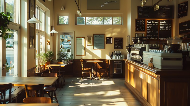 coffee shop empty in morning