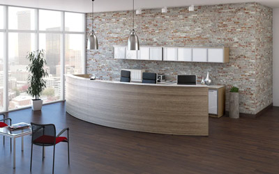 Modern office reception layout with Corp Design Reception Desks