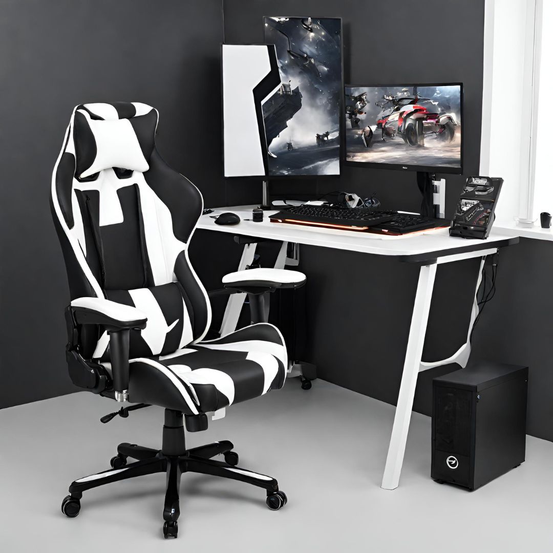 black and white gaming room