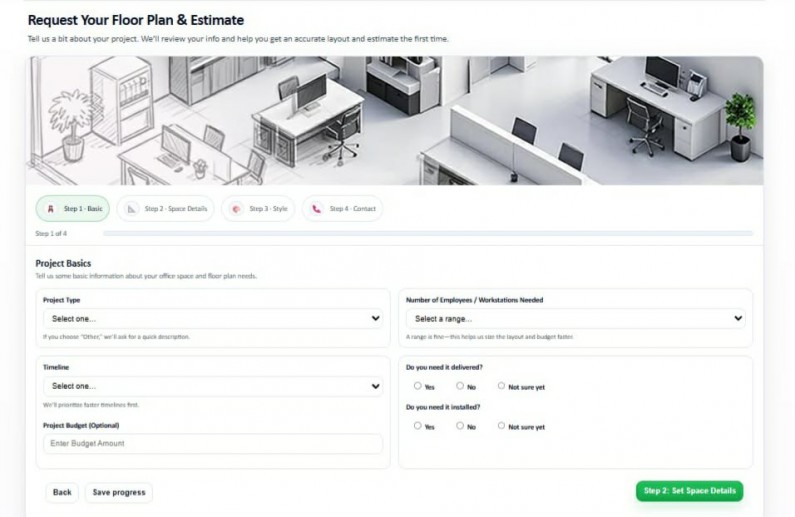 New Office Floor Plans at Madison Liquidators