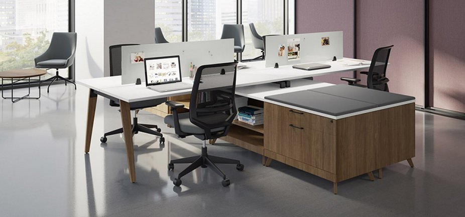 Four Person Desk with Storage
