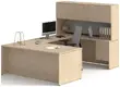 U Shaped Desk with Hutch and Drawers
