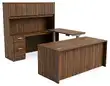 U Shaped Sit Stand Desk with Hutch