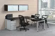 Contemporary L Shaped Desk with Overhead Storage