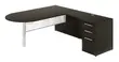 L Shaped Peninsula Desk with Glass Modesty Panel