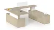 U Shaped Sit Stand Desk with Acrylic Panel