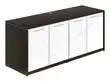 Credenza Storage Cabinet with White Glass Doors