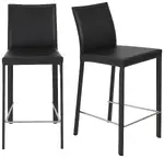 Minimalist Leather Counter Stool - Set of 2 