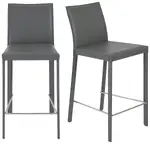 Minimalist Leather Counter Stool - Set of 2 