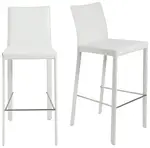 Minimalist Leather Bar Stool - Set of 2