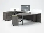 U Shaped Peninsula Desk with Privacy Panels