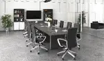 Boat Shaped Conference Table and Chairs Set