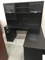 Black L Shaped Desk with Hutch