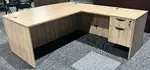 Bow Front L-Shape Desk with Suspended Pedestal