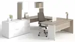 U Shaped Desk with Hutch and Drawers