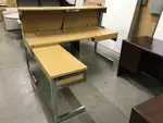 Honey L-Shaped Desk with Hutch