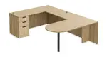 U Shaped Peninsula Desk with Drawers