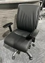 Black Leather Mid-Back Office Chair