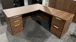 Walnut L Shaped Desk with Drawers