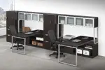 2 Person L Shaped Desk with Hutch