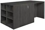 3 Person Standing Desk with Storage Cabinet