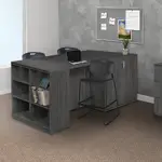 3 Person Standing Desk with Storage Cabinet