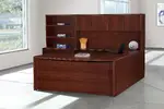 Bow Front U Shape Desk with Bookcase