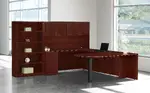 U Shaped Peninsula Desk with Bookcase