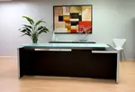 Executive L Shaped Desk with Drawers and Glass Desktop