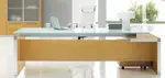 Executive L Shaped Desk with Drawers and Glass Desktop