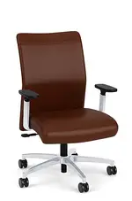 Brown Leather Mid Back Office Chair