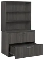 Lateral File Cabinet with Bookcase Hutch