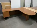 Global Wood Concepts Oak Laminate L-Shaped Peninsula Desk