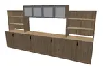 Long Credenza with Overhead Storage